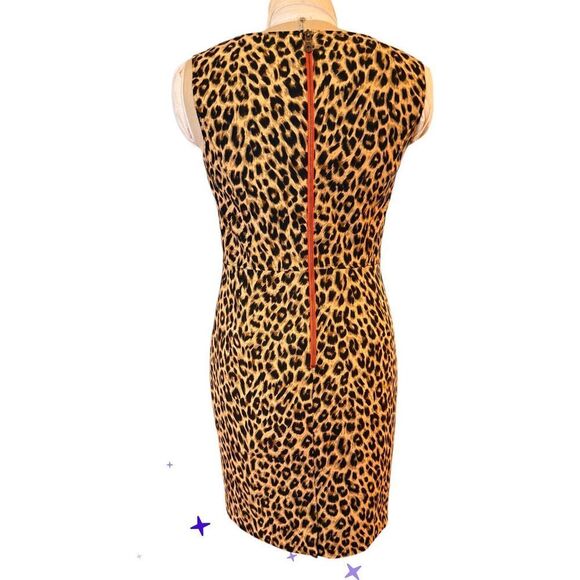 Leslie Stuart Leopard Print Dress Sz. 10 Lined Back Zip Career Party - Picture 6 of 10